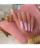 Yheakne V-Shape Artificial Fingernails - Shiny Pink Lace French Ballerina Full Cover - 24 Pieces for Women & Girls - Buy Online on GoSupps.com