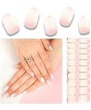 Foyute Semi Cured Gel Nail Strips 20 Pcs Soft Self-Adhesive Gel Nail Polish Wraps Sticker for Salon-Quality Manicure Set Long Lasting Easy to Apply & Remove Nail File & Wooden Stick (Pink) - Buy Online on GoSupps.com