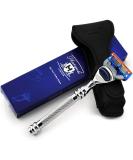 Premium Stainless Steel 5-Edge Cassette Shaver Knife & Leather Cover | Men's Wet Shaving Essentials | Perfect for On-the-Go Care - Buy Online on GoSupps.com