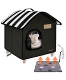 Rest-Eazzzy Weatherproof Cat House with Heat Pad - Outdoor Cat Bed for Cats, Dogs, and Small Animals - Black S Shelter - Buy Online on GoSupps.com