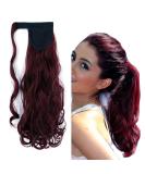 iLUU 18 Inch Synthetic Magic Paste Ponytails Long Curly Wavy Ponytail Wrap Around Clip in Hair Extension 100g Dark Red Hair Pieces Ponytail for Women Party Daily Use #BUG BUG-dark red - Buy Online on GoSupps.com