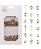 Golden Shadow Glass Nail Rhinestones & Loose Round Beads Set - 100pcs Flatback Rhinestones + 720pcs Diamond Mix Size Beads - Nail Art Supply - Buy Online on GoSupps.com