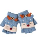 Unisex Kids Winter Fox Flip Top Gloves | Cute Cartoon Animal Mittens for 2-8Y Boys Girls - Blue - Buy Online on GoSupps.com
