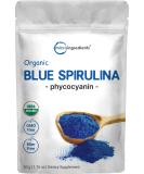 Organic Blue Spirulina Powder (Phycocyanin Extract), No Fishy Smell, 100% Vegan Protein from Blue-Green Algae, Natural Luminous Blue Food Coloring for Smoothies, Baking, Drinks & Cooking - 50 Servings - Buy Online on GoSupps.com