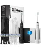AquaSonic DUO PRO Ultra Whitening Electric Toothbrushes - 40,000 VPM, ADA Accepted, 4 Modes, UV Sanitizing, Wireless Charging - 10 Brush Heads, 2 Travel Cases - Buy Online on GoSupps.com