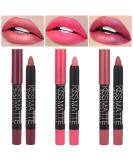3 Colors Moisture Smooth Longwear Lipstick Set - Matte Finish Lip Crayon Pack for Makeup Collection - Waterproof Velvet Lip Gloss Stain - Nourishing Formula (01# 04# 07#) - Buy Online on GoSupps.com