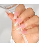 Sethexy French Long Coffin False Nails - Handmade Blushing Color Gradient Press-On Acrylic Glitter Nails for Women & Girls | Salon Quality - Buy Online on GoSupps.com