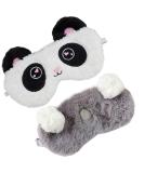 2 Pack Cute Animal Sleep Masks for Girls - Panda and Koala Blindfold Eye Covers for Women - Soft Plush Travel Nap Accessories - Buy Online on GoSupps.com