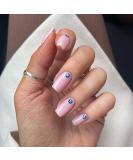 24 Pcs Glossy Press on Coffin Nails for Women - Pink Eye False Nail Set with Glue - Buy Online on GoSupps.com
