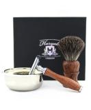 Wooden Shaving Kit for Men - Double Edge Safety Razor, Badger Brush, Soap, Bowl, and Carrying Box - Perfect Gift for Dad - Buy Online on GoSupps.com