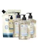 A LA MAISON French Liquid Hand Soap & Eco-Friendly Refill Pouch Combo - Fresh Sea Salt Natural & Biodegradable Plant-Based Hand Wash (3x16oz + 1L) - International Shipping Available - Buy Online on GoSupps.com