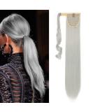 SILK-CO 26 Silver Grey Wrap Around Pony Tail Hair Extension - 26 Straight Synthetic Hairpiece for Women - Buy Online on GoSupps.com