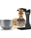 Anbbas 4in1 Pure Badger Hair Shaving Set with Stand, Bowl, and Goat Milk Soap - Buy Online on GoSupps.com