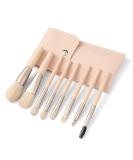 Travel Makeup Brush Set - 8PCS Mini Premium Synthetic Fiber | Foundation Blush Concealer Eyebrows Eye Shadow Lip Brush | Beige Pink with Storage Bag - Shop Internationally - Buy Online on GoSupps.com