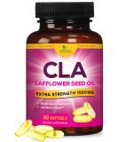CLA 1 560mg Extra Strength Natural Health & Lean Muscle Support Supplement - Made in USA - Conjugated Linoleic Acid from Safflower Oil - Non-GMO - 60 Softgels - Buy Online on GoSupps.com