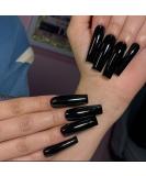 IMSOHOT Extra Long Glossy Squoval Black Press on Nails - Full Cover False Nails for Women and Girls - Buy Online on GoSupps.com