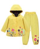 Yellow LZH Baby Girls Raincoat Suit | Waterproof Hooded Jacket & Trousers Set | 1-2 Years - Buy Online on GoSupps.com