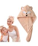 Cysocool Anti-Frizz Microfiber Hair Turban for Kids | Quick-Drying Soft Towel Hat for All Hair Types - S-Girl Pink Fox - Buy Online on GoSupps.com