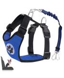 Eyin Dog Harness with Seat Belt for Car - Adjustable & Breathable | 2 Carabiner Hooks | Child Safety Seat & Trunk | Blue M - Buy Online on GoSupps.com