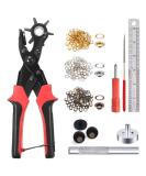 Leather Hole Punch Tool for Belt - Multi Hole Sizes Puncher for Belts, Watch Bands, Straps, Dog Collars, Saddles, Shoes, Fabric, DIY Home or Craft Projects - with 5/32" Grommet Eyelet Kit 100 Sets 02-Black/Red - Buy Online on GoSupps.com
