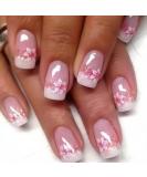 Pink Press on Nails - Medium Square Fake Nails with Flower Designs | Glossy Nude Pink Cherry Blossom - Reusable Acrylic Full Cover - 24PCS - Buy Online on GoSupps.com