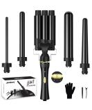 Janelove 5 in 1 Curling Iron Set - 3 Barrels Tourmaline Ceramic Wave Iron for Large & Small Curls 180 C/210 C for Short & Long Hair (Black) - Buy Online on GoSupps.com