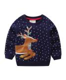 Little Hand Baby Girls Sweatshirt Christmas Xmas Jumper Kids Cute Long Sleeve Cotton Pullover Tops Toddler Tees for Age 1-8 Years 1-2 Years 2# Reindeer/Navy Blue - Buy Online on GoSupps.com