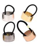 Ziyero 4-Piece Elastic Hair Tie Set - Metal Ring Cuffs for Ponytails | Smooth Surface in Silver Gold Rose Gold & Light Black - Perfect for Everyday Travel & Parties - Buy Online on GoSupps.com