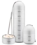 Zannaki Metal Weekly Pill Organizer - Moisture Proof Stackable Aluminum Alloy BPA Free Waterproof 7 Day Pill Box for Travel Vitamins & Supplements - Silvery White - Buy Online on GoSupps.com