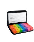 Inspirations 7-Day AM/PM Pill Organizer Box | Black Leather | Snap Lids & Detachable Compartments for Pills & Vitamins - International Shipping Available - Buy Online on GoSupps.com