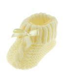 Glamour Girlz Newborn Satin Bow Cable Knit Booties, Lemon, 0-3 Months - Buy Online on GoSupps.com