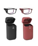 Hubeye Foldable Reading Glasses - 2 Pairs with Blue Light Filter & Hard Case for Men & Women | 1.00 Diopters - Black/Red - Buy Online on GoSupps.com