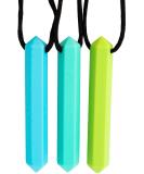 Tilcare Chew Chew Sensory Necklace - Silicone Chewy Toy for Kids & Adults with Autism - Blue/Turquoise/Green Chewing Pendant - Buy Online on GoSupps.com