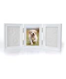 Pet Memorial Frames - Paw Print Keepsake Triple Folding Photo Frame with Clay Imprint Kit (White) | Perfect for Cat or Dog Memorabilia - Buy Online on GoSupps.com