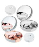 2-Piece Mini Contact Lens Container Set | Portable Travel Case with Mirror - Rose Gold & Silver - Buy Online on GoSupps.com