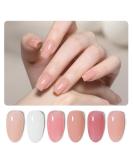 GAOY 6 Colors Rubber Base Gel Set Jelly Builder Nail Gel in Nude Sheer White & Pink | 2-in-1 Soak Off Base Gel Nail Strengthener - Buy Online on GoSupps.com