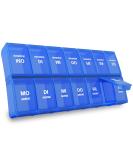Annwer 7-Day Pill Organizer Box - Moisture-Resistant Medication Doser with 14 Compartments - Royal Blue - Buy Online on GoSupps.com