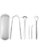 Stainless Steel Tongue Scraper with Case | 5-Piece Oral Care Tools for Adults | Travel-Friendly Metal Tongue Scraper - Buy Online on GoSupps.com