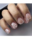 White French Tip Press On Nails - Short Floral Acrylic Nails - 24Pcs Glossy Fake Nails for Women & Girls - Petite Flower Design - Full Cover Glue-On Manicure - Buy Online on GoSupps.com