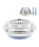 Esoes Children's Tableware Set - 4-Piece Stainless Steel Baby Plates with Suction Cups Silicone Spoon & Fork Ideal for Toddlers - Non-Slip Design (25x20x4cm) - Buy Online on GoSupps.com