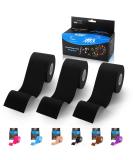 (3 Pack) Kinesiology Tape  N.C.D Waterproof Muscle Tape for Athletes Shoulder Back Muscles Joints Sports Tape Athletic Elastic Fitness Patch 2 Inch16.4 Ft (Black) - Buy Online on GoSupps.com