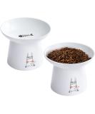 Extra Wide Ceramic Raised Cat Bowls - Set of 2 White - Elevated Porcelain Pet Food and Water Dishes for Big Cats and Small Dogs - Buy Online on GoSupps.com