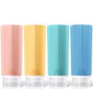 OPRET 4-Piece Silicone Travel Bottles Set - 100ml Leak-Proof Containers for Cosmetics & Liquids - Travel Size Kits in Blue Green Pink & Yellow - Buy Online on GoSupps.com