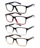 Men's Stylish 4-Pack Reading Glasses with UV Blue Light Blocking - 2.0 Magnification Strength - Spring Hinges & Anti-Glare Filters - Mix Colors - Buy Online on GoSupps.com