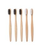 Eco-Friendly Bamboo Toothbrush Set | 5 Degradable Charcoal Brushes - BPA-Free & Environmentally Safe - Buy Online on GoSupps.com