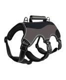 Aimydog No Escape Reflective Dog Harness | Escape Proof & Adjustable | Breathable Vest for Medium to Large Dogs | Grey/Black | Ideal for Walking & Training - Buy Online on GoSupps.com