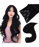 Easyouth Jet Black Remy Human Hair Clip in Extensions - 18 Inch, 120g (7pcs) - Double Weft Clip in Real Hair Extensions - Buy Online on GoSupps.com