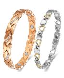 Cigmag 2PCS Lymphatic Drainage Magnetic Bracelets for Women - Ultra Strength Magnet Titanium Steel Set with Adjustable Tool and Gift Box for Mother's Day (Crystal & Love) - Buy Online on GoSupps.com