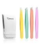 Upmore 4x Colored Stainless Steel Tweezers Set - Eyebrow Tweezers & Scissors for Precision Grooming - Buy Online on GoSupps.com