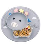 Baby Silicone Plate - Toddler Suction Mini Plate Placemat for Self Feeding - BPA Free - Gray - Buy Online on GoSupps.com